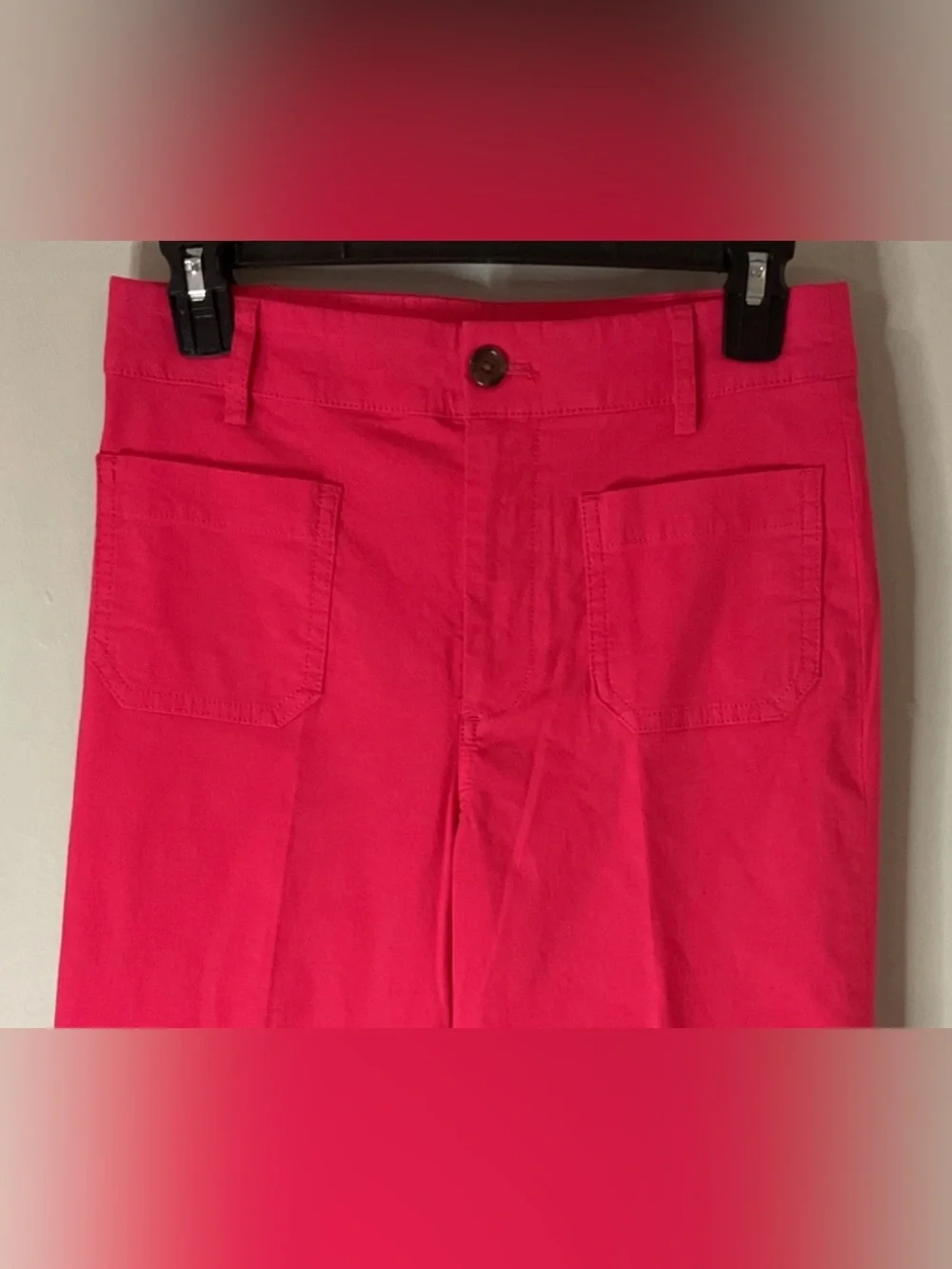 J.Crew Women’s Lizzie Wide Leg High Rise Linen Blend Jeans/Pants Hot Pink Sz 25